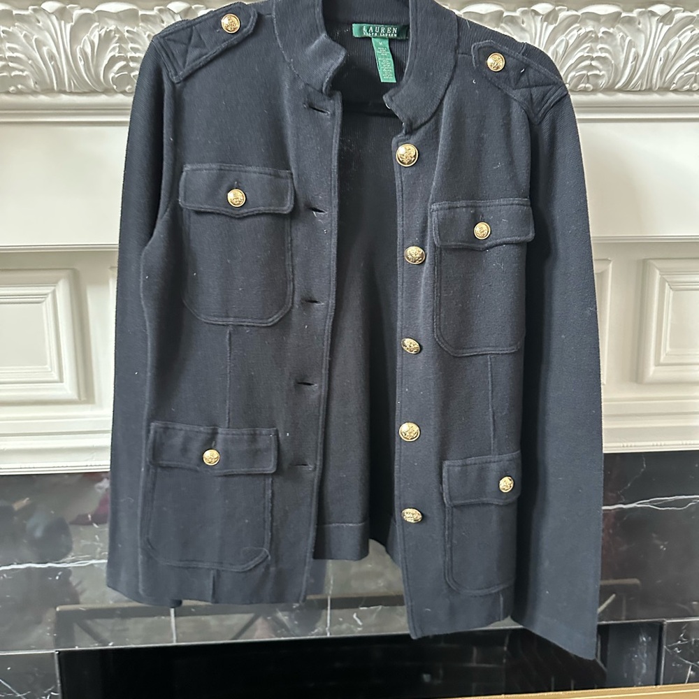 Lauren Ralph Lauren Black Field Jacket with Gold Accents,